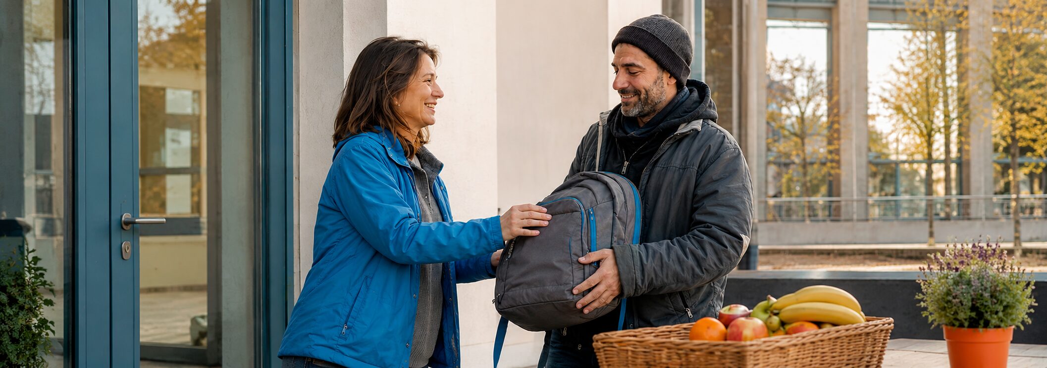 Übergabe Rucksack