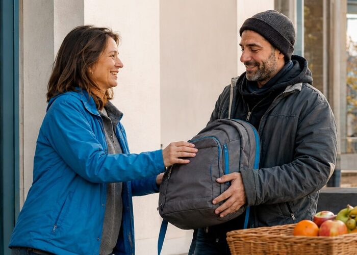 Übergabe Rucksack